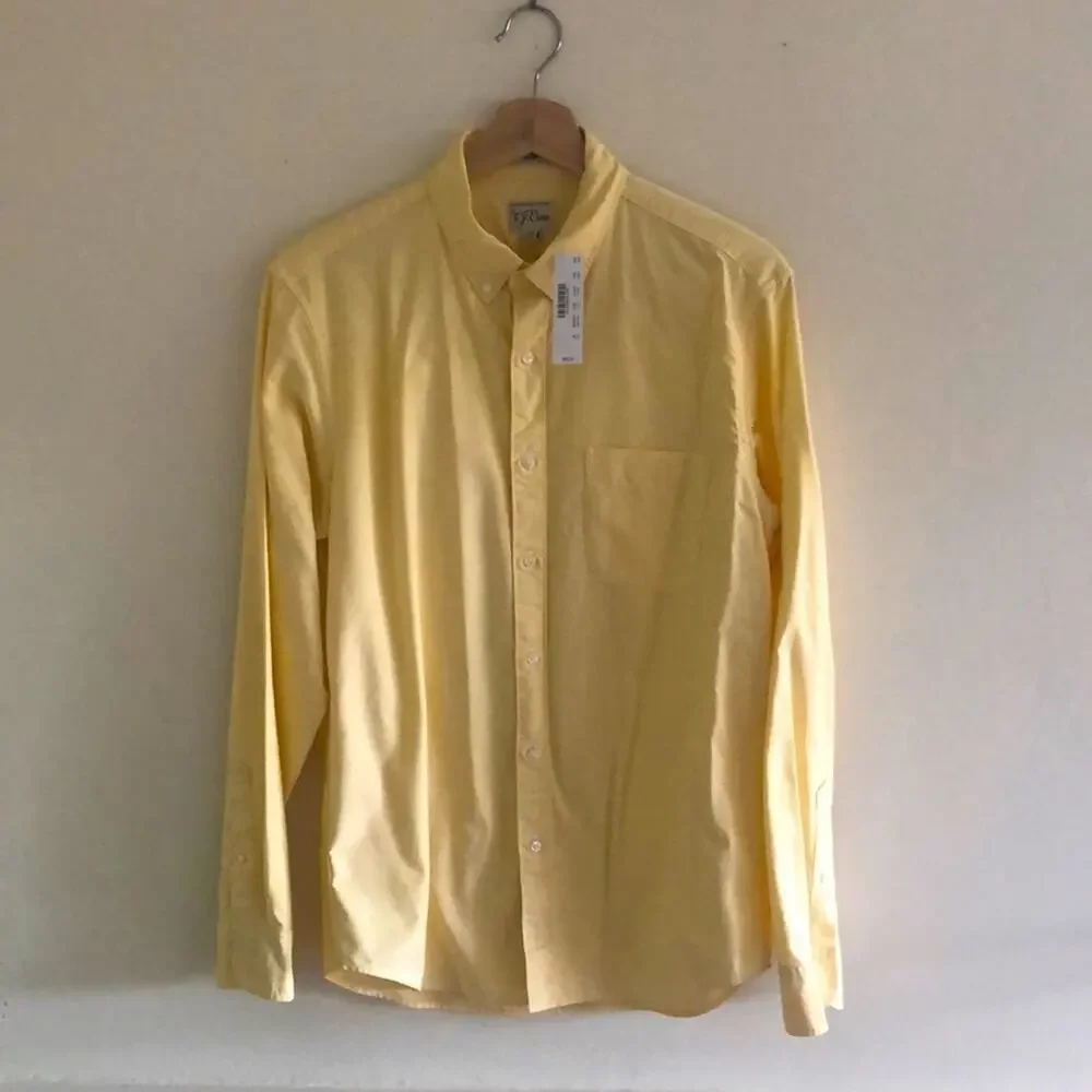 NWT JCrew Slim Fit Yellow Button Down Shirt Mens M 100% Cotton
